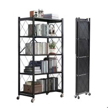 Foldable 5-tier storage shelf with wheels - Each tier holds 20 kg (total 100 kg) - For kitchen, bathroom, living room