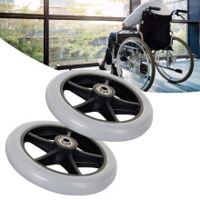 Wheelchair Front Wheels 6 Inch Solid Caster Replacement, AntiPuncture Puncture Proof Design, Smooth Rolling Bearing