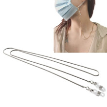 Silver Mask Chain Lanyard for Face Mask, Decorative Adjustable Holder Necklace with Secure Clips