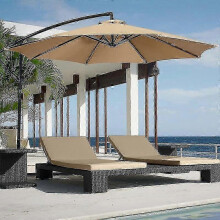 (2m 6bones, khaki) 3m Round Garden Parasol Umbrella Outdoor Patio Sun Shade Canopy 3m 6/8x Arm