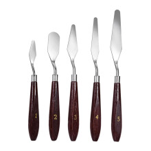 5 Pcs Stainless Steel Painting Knife Set with Wood Handles, Assorted Palette Knives for Artists