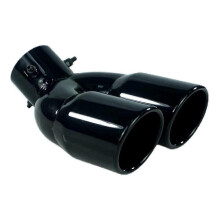 (Black B) Black Titanium Universal Car Inlet Double-barrel Rear Exhaust Tip Tail Pipe Muffler