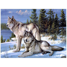 5D Diamond Painting Kit for Adults Beginners Wolf Design, HD Canvas Complete DIY Art Set Gift