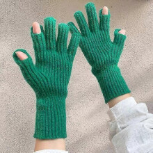 (Pink) Large Size Women's Winter Touch Screen Gloves Thicken Warm Knitted Stretch Gloves Full Finger Outdoor Skiing Gloves