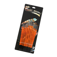 12 Piece Professional Paint Brush Set for Acrylic and Watercolor, Durable Nylon Bristles, Wood Handle