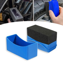 Car Tire Cleaning Brush and Shine Applicator, 360 Tire Cleaning, NonSlip Grip, Reusable with Cover, Blue