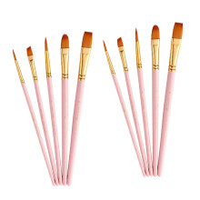 10 Pcs Nylon Paint Brush Set with Wooden Handles for Acrylic Watercolor Oil Painting Artists