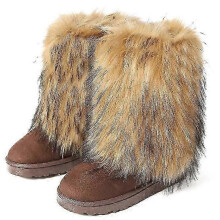 (36, Brown) Snow Boots for Women Furry Boots Winter Fluffy Faux Fur Boots