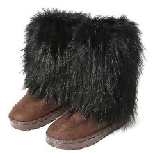 (43, Black) Snow Boots for Women Furry Boots Winter Fluffy Faux Fur Boots