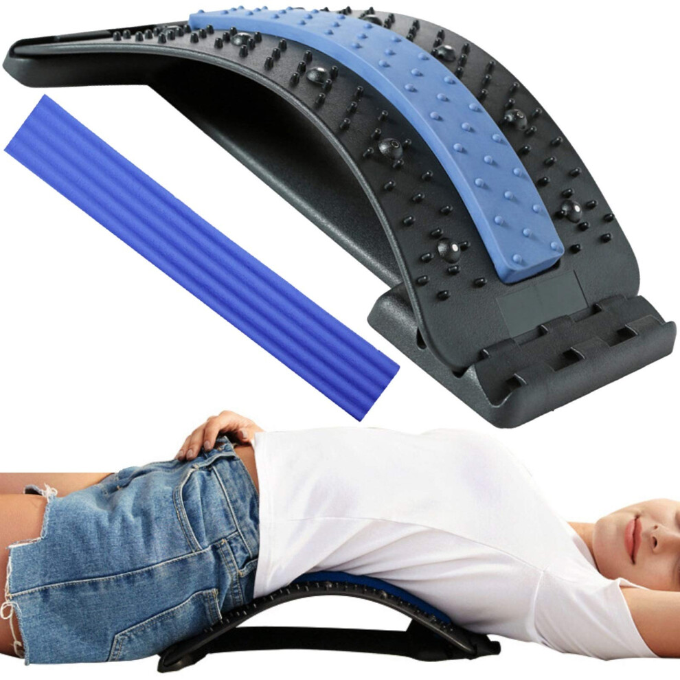 Adjustable Back Stretcher for Pain Relief with Lumbar Support, Multi Level Spine Deck for Sciatica