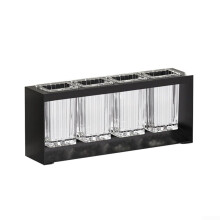 Black Kitchen Countertop Organizer 4 Grid Utensil Drain Rack with Durable Metal Frame and MultiPurpose Storage