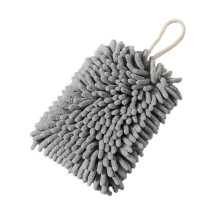 Ultra Absorbent Gray Chenille Hand Towel with Hanging Loop for Kitchen and Bathroom Quick Dry Use