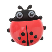 Cute Ladybug Wall Mounted Toothbrush Holder with Strong Suction for Bathroom Decor Red Kawaii Organizer