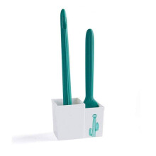 Wall Mounted Toilet Brush and Holder Set, Long Handle for Deep Cleaning, No Dead Corner Design