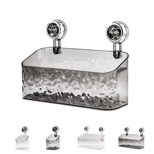 Shower Caddy Suction Cup Bathroom Shelf, NoDrilling Wall Mounted Organizer, Glacier Pattern Grey 2 Pack