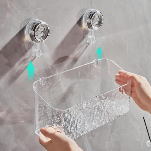 Shower Caddy Suction Cup Bathroom Shelf, NoDrilling Wall Mounted Organizer, Glacier Pattern Grey 2 Pack 2