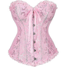 (6*L Plus, Pink) Szivyshi Women's Overbust Sweetheart Lace Up Plastic Bones Corset Bustier Top