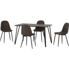 Marlow & Athens Dining Set X4 Chairs Brown Pu