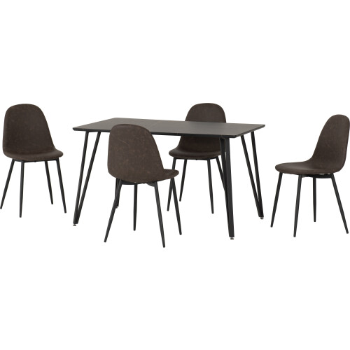 Seconique Marlow & Athens Dining Set X4 Chairs  Brown Pu
