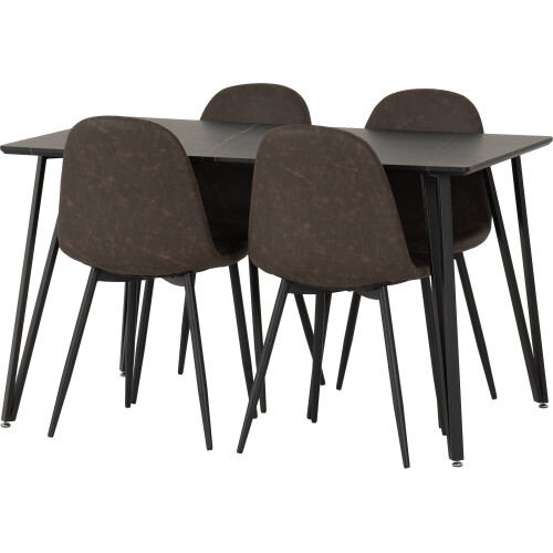 Seconique Marlow & Athens Dining Set X4 Chairs  Brown Pu 1