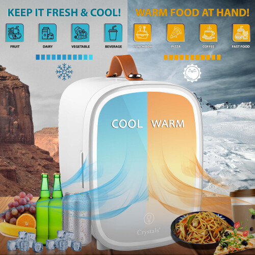 4L Mini Fridge with LED Mirror Portable Cooler Warmer Table Top Bedroom Makeup 2