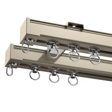Ceiling Curtain Track 4.8M Double Rail, Elegant Gold Ceiling Mount Divider for Living Room and Bedroom