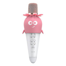 (Pink) K5 Wireless Microphone High Fidelity Professional Cute Cartoon Carrot Smart Children Singing Condenser Microphone For Singing