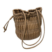 (Khaki) Women Commuting Bag Fashion Armpit Bag Bucket Bag Trendy Handbags Pleated Shoulder Bag Simple Underarm Bag Khaki