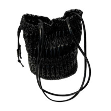 (Black) Women Commuting Bag Fashion Armpit Bag Bucket Bag Trendy Handbags Pleated Shoulder Bag Simple Underarm Bag Khaki