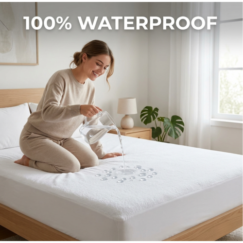 Imperial Rooms (Double Mattress Protector) Waterproof Terry Towel Mattress Protector Single Double King 1