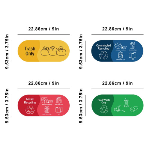 20Pcs Recycling Command System: 4-Color Durable Vinyl for Waste Stream Sorting-G 1