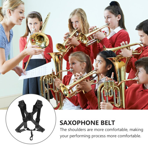Adjustable Tenor Saxophone Strap Black Medium with Ergonomic Shoulder Support for Fatigue Relief 2