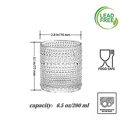 6,5 oz, 200ml, Σετ 6 ποτηριών Hobnail, Σετ 6 ανάγλυφων vintage ποτηριών για μπύρα, κοκτέιλ 2