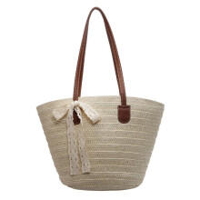 (of) All-matching Handbag for Women Straw Shoulder Bag Large Capacity Armpit Bag Female Bag French Styles Beach Bag Khaki