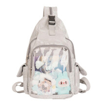 (Silver) Itabag Slings Backpack Shoulder Bag Travel Hiking Chest Bag Daypack Anime Display Bag Slings Bag for Party Shopping White