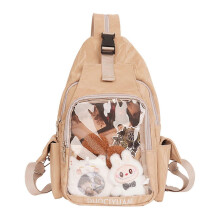 (brown) Itabag Slings Backpack Shoulder Bag Travel Hiking Chest Bag Daypack Anime Display Bag Slings Bag for Party Shopping White