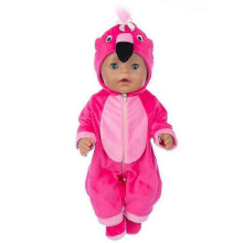 (Flamingo) Cute Doll Stitch Flamingo Unicorn Giraffe Dinosaur Outfits Overalls For New Born Baby Dolls Girls Birthday