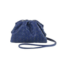 (navy blue) Pu Woven Bag Satchel Cloud Mini Leather Clutch Bag