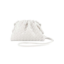 (white) Pu Woven Bag Satchel Cloud Mini Leather Clutch Bag