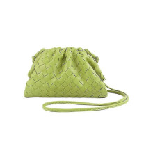 (lime) Pu Woven Bag Satchel Cloud Mini Leather Clutch Bag
