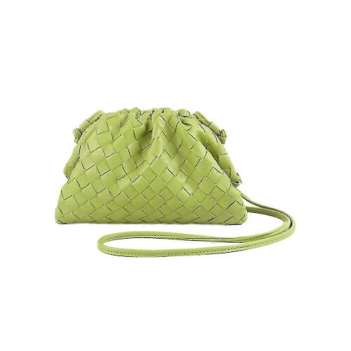 (lime) Pu Woven Bag Satchel Cloud Mini Leather Clutch Bag