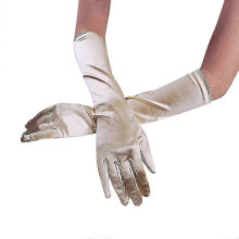 (White) Satin Long Gloves, Womens Opera Comfy Soft Silky Evening Party Prom Hand