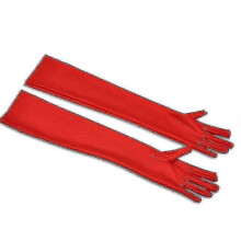 (Red) Satin Long Gloves, Womens Opera Comfy Soft Silky Evening Party Prom Hand