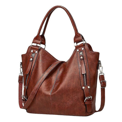 (Dark Brown) Women Vintage Leather Shoulder Bag 2