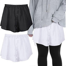 (S, Black white) 2 Pack Women's Shirt Extensions, Mini Skirt, Blouse Skirt, Petticoat Extender Fake Top Hem Shirt Mini Underskirt-Good