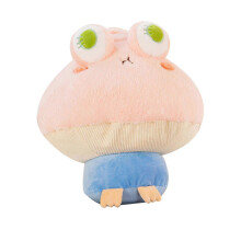 (10cm, Pink) Cute Frog Mushroom Plush Pillow Stuffed Animal Toy Soft Huggable Kawaii Gift Girls Boys