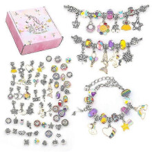 (color) Charm Bracelet Making Kit Diy Craft Jewelry Gift Set For Kids Girls Teens-GOOD