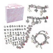(pink) Charm Bracelet Making Kit Diy Craft Jewelry Gift Set For Kids Girls Teens-GOOD