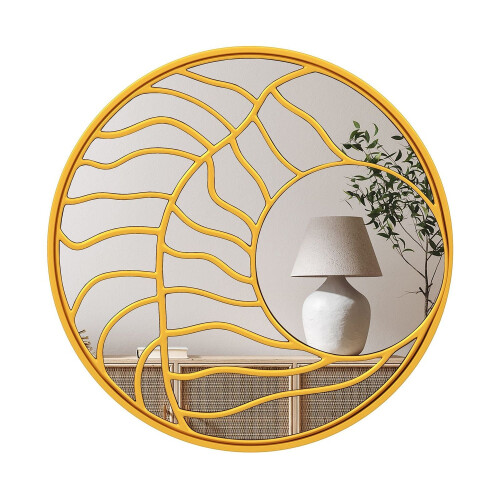 Large Round Wall Mirror - 80cm, Gold Frame, Decorative