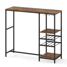 Table de bar de cuisine avec étagères, casiers à vin et porte-verres